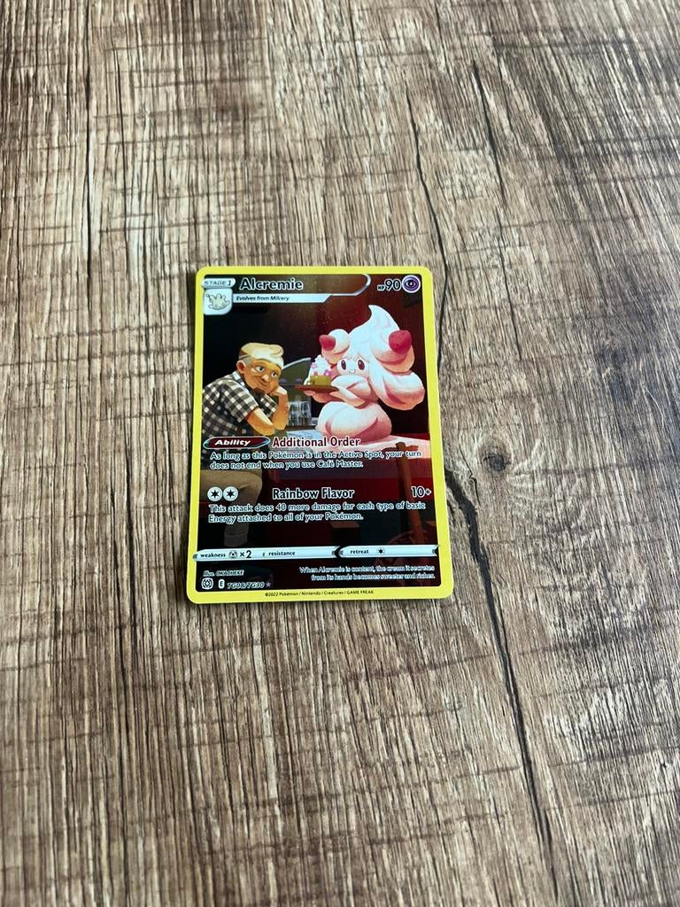 Pokémon Alcremie Tg08/Tg030 Brilliant Stars Holo Kaart, Ophalen, Zo goed als nieuw, Losse kaart