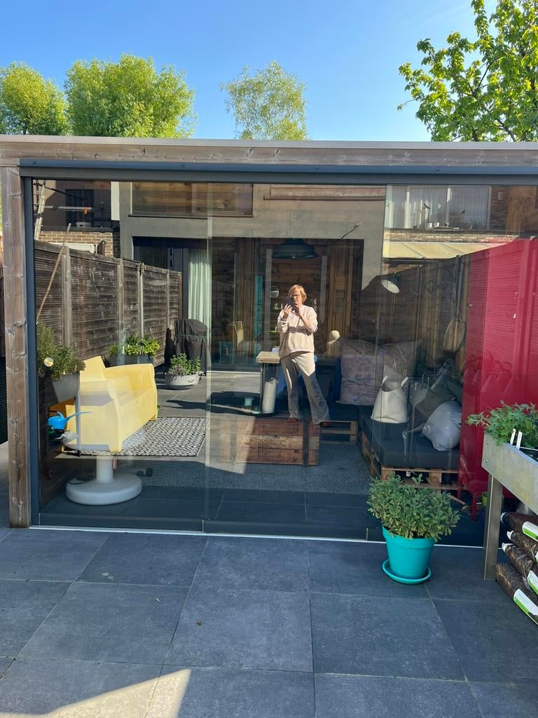 Tuinkamer  overkapping HILLHOUT met glazen schuifdeur, Enlèvement, Utilisé, Pavillon de jardin