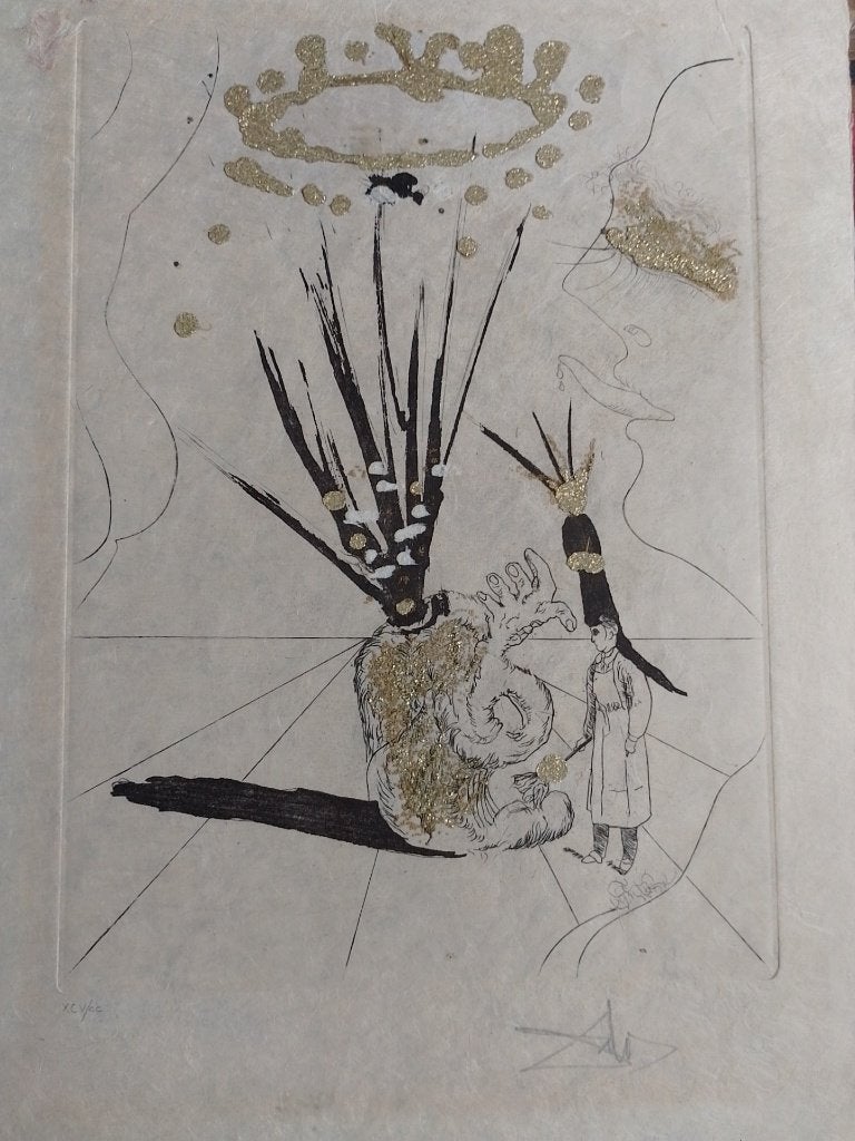 Salvador Dali  1904 - 1989   Surrealistische Ets, Antiek en Kunst, Kunst | Etsen en Gravures, Ets, Genummerd, Verzenden