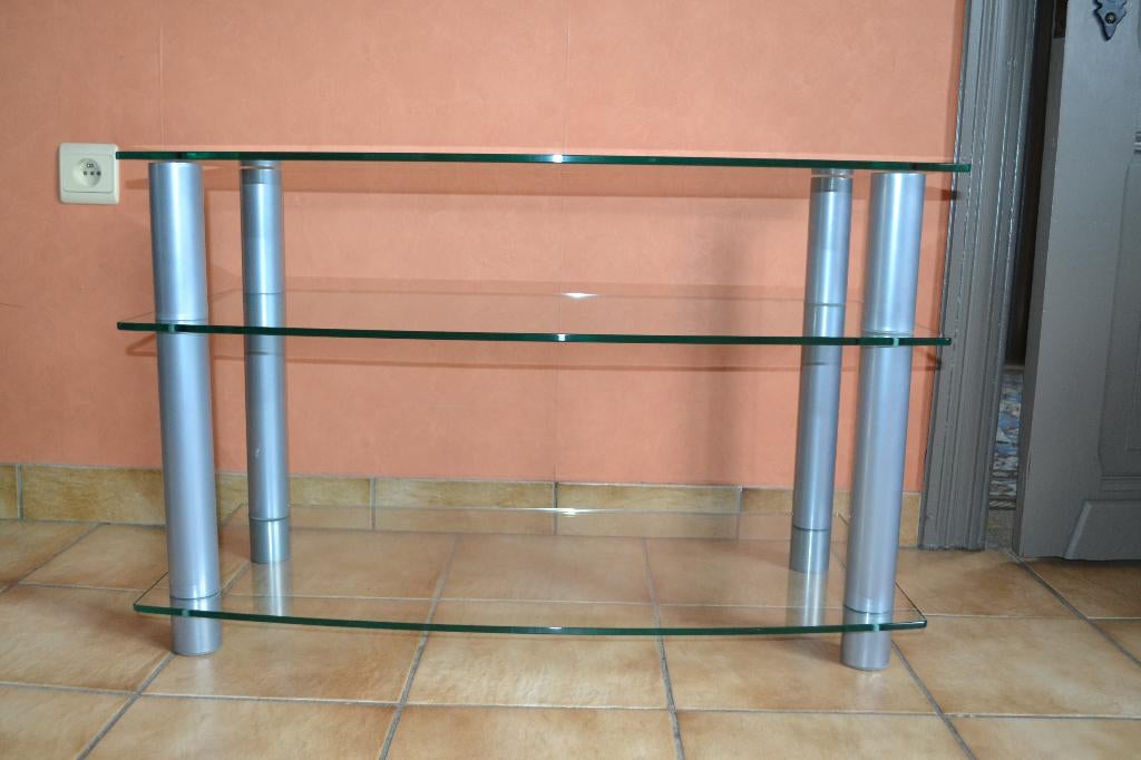 Table d'appoint en verre., Enlèvement, Comme neuf, Verre
