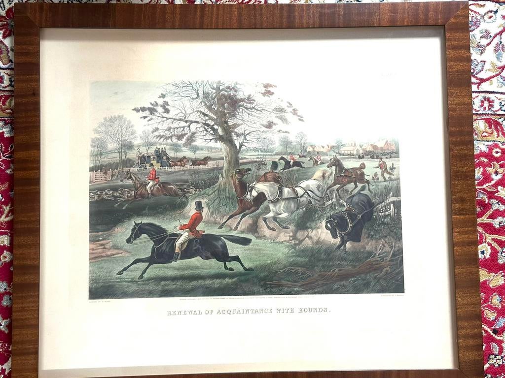 Paire de gravures anciennes chasse anglaise – Fox Hunting –, Antiquités & Art, Enlèvement