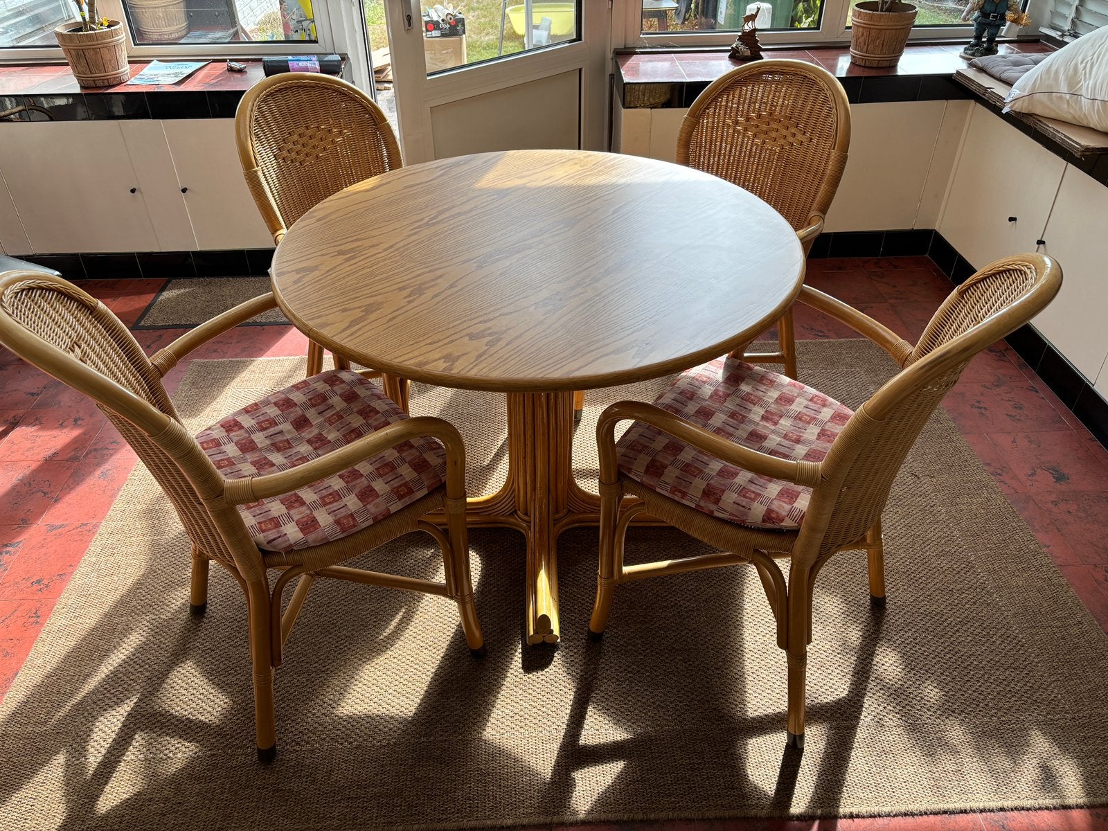 Tafel met 4 stoelen, Ophalen, Gebruikt, 100 tot 150 cm, Rond