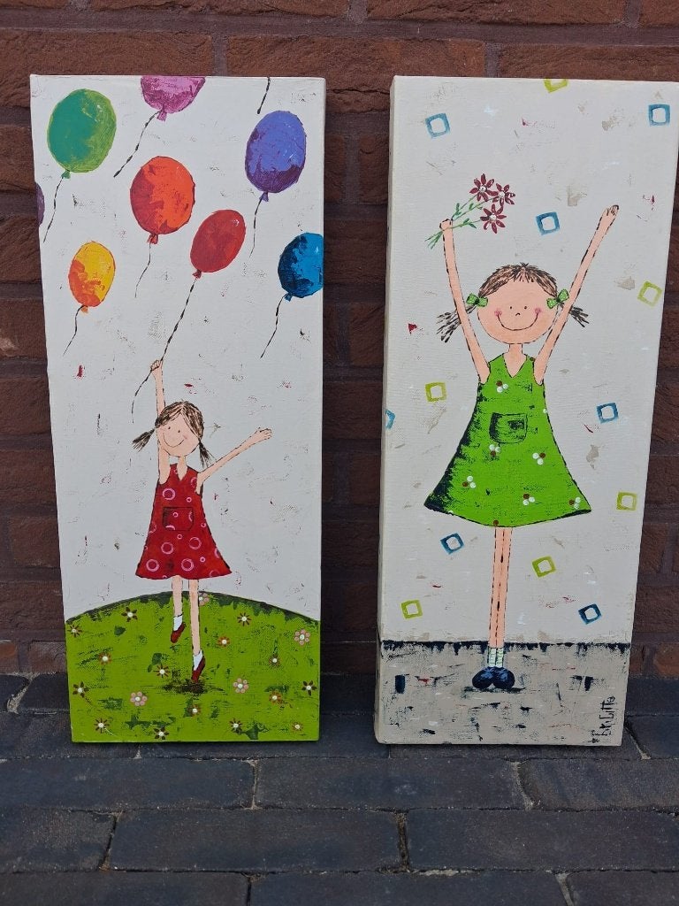 2 x Kleurrijk canvas kinderkamer, Enlèvement, Comme neuf