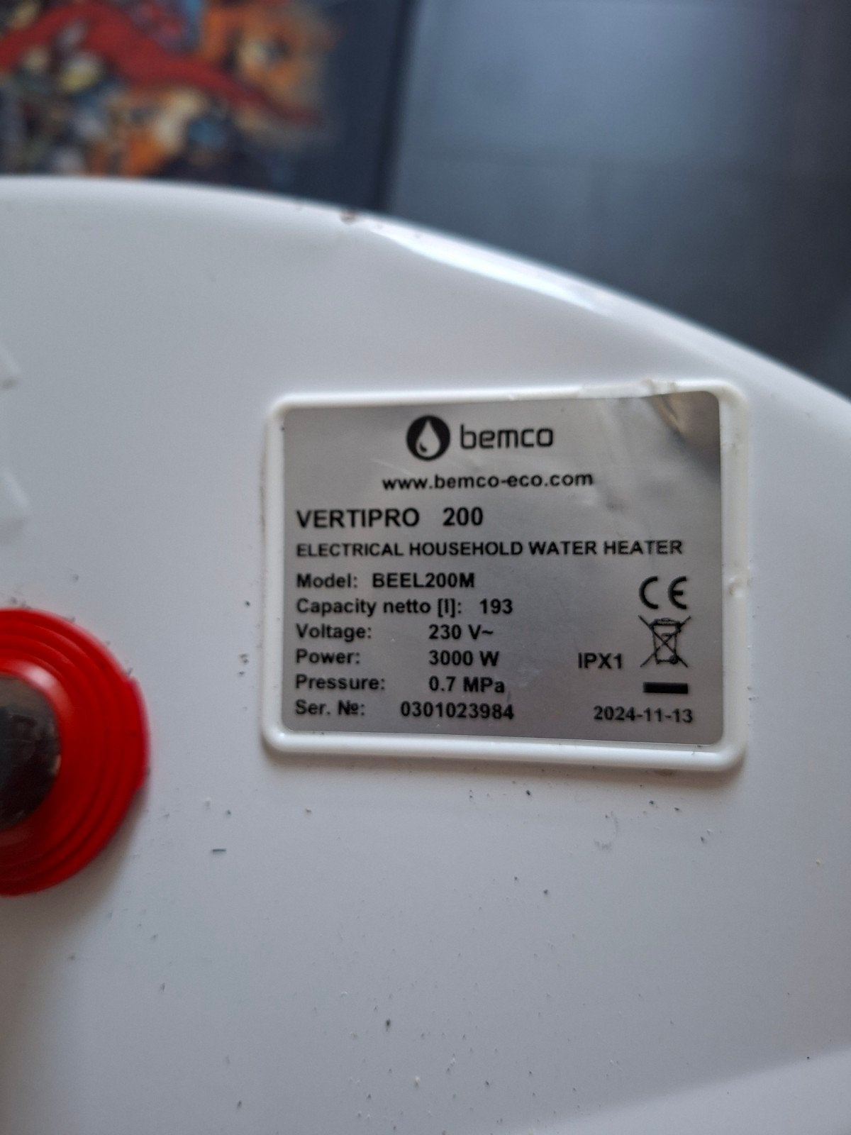 Boiler électrique 200 litres BEMCO, Bricolage & Construction, 100 litres ou plus, Enlèvement, Comme neuf, Chauffe-eau
