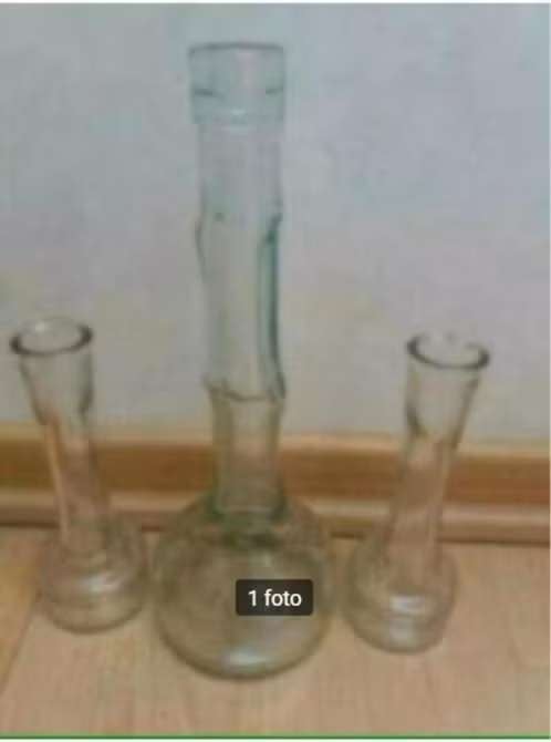 3 smalle glazen vaasjes, Verzenden, Gebruikt, Wit, Glas
