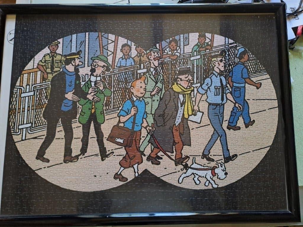 Puzzle Tintin 1000Pces sous cadre, Ophalen, Kuifje, Gebruikt, Plaatje, Poster of Sticker