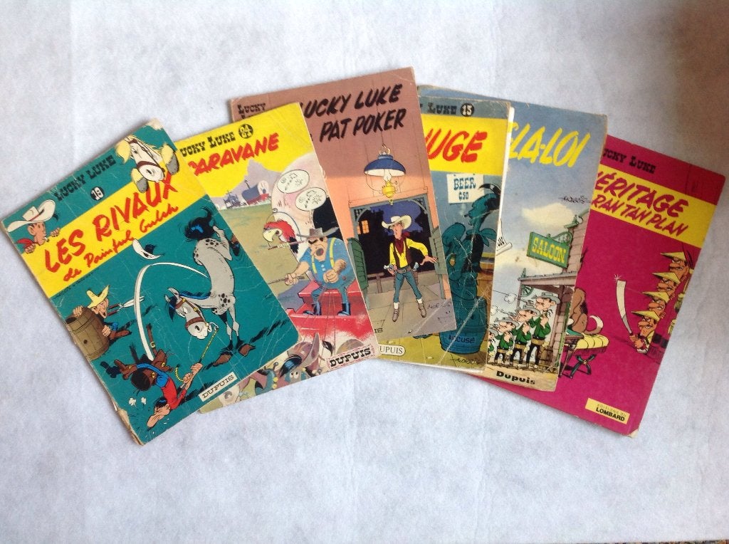 Lot van 6 Lucky Luke Strips, Boeken, Gelezen, Ophalen of Verzenden, Morris en Herve, Meerdere stripboeken