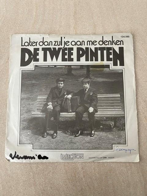 vinyl single - de twee pinten - later zul je aan me denken, Beschermende buitenhoes, Ophalen, Gebruikt