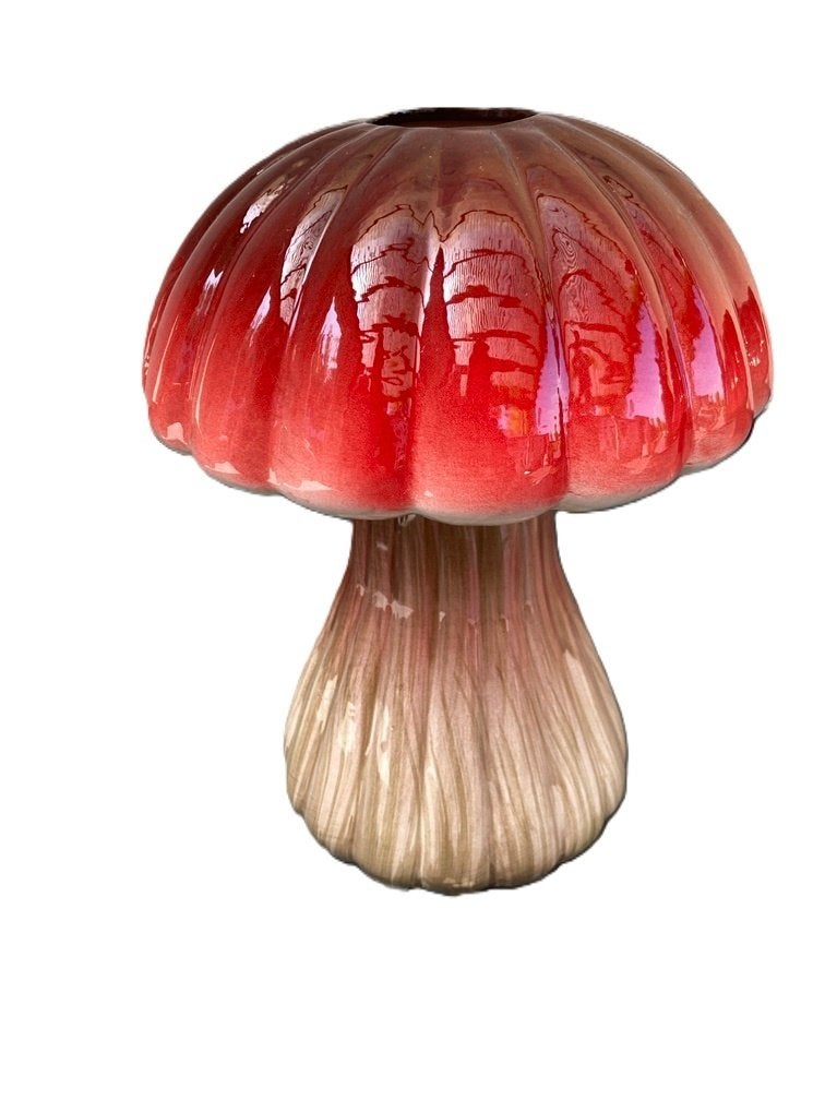Vaas Paddenstoel Champignon rood 20,3 cm NIEUW, Enlèvement ou Envoi, Pierre/céramique, 20 cm, Avec motif/texture
