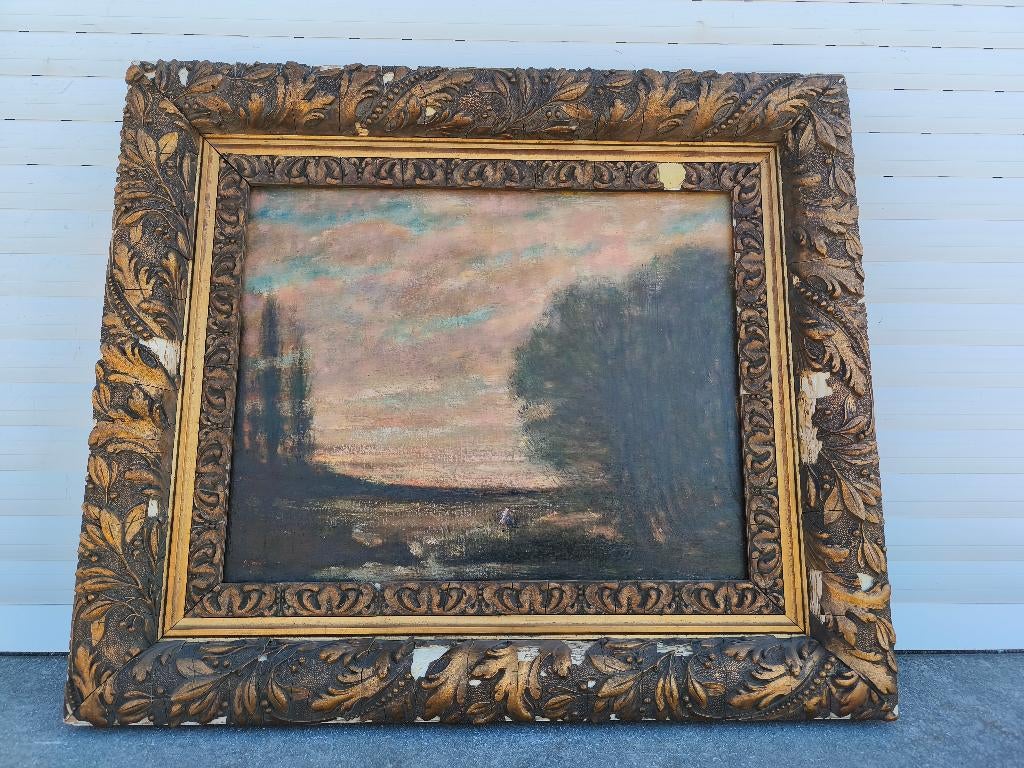 Huile sur toile paysage signe jakob smits, Antiek en Kunst, Ophalen