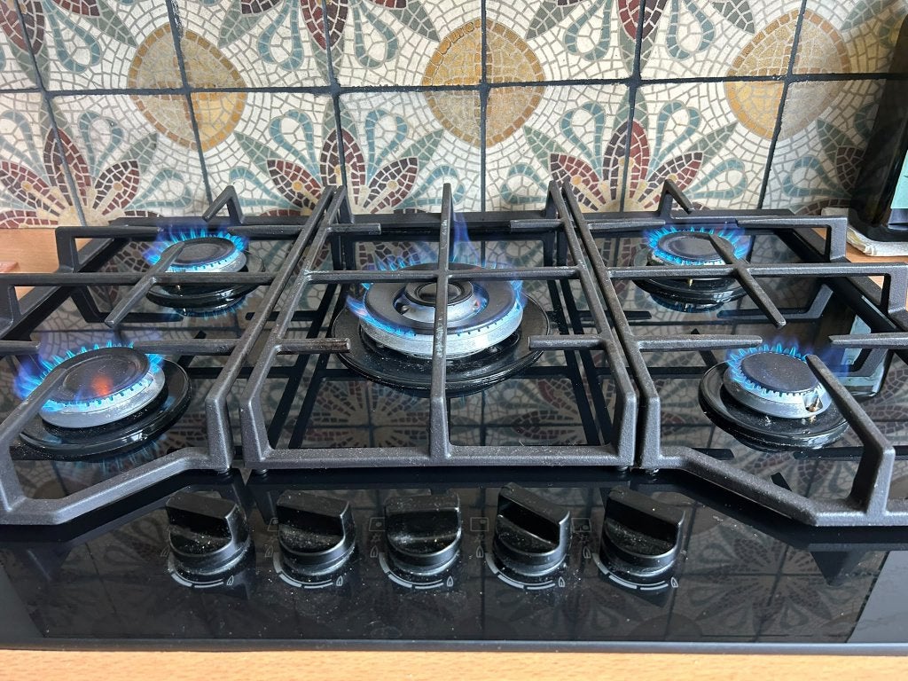 Zanussi ZGGN755K 5-pits gaskookplaat 80cm, Gaz, Encastré, Comme neuf, Enlèvement