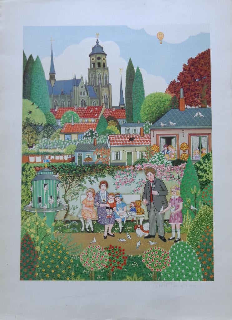 TONET TIMMERMANS / FAMILIE LIER / OFFSETLITHO / 68x50cm SIG, Ophalen of Verzenden