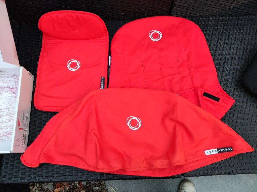 Bekleding Bugaboo Cameleon oranje - rood + zwart + jeans, Kinderen en Baby's, Ophalen of Verzenden, Zo goed als nieuw, Bugaboo