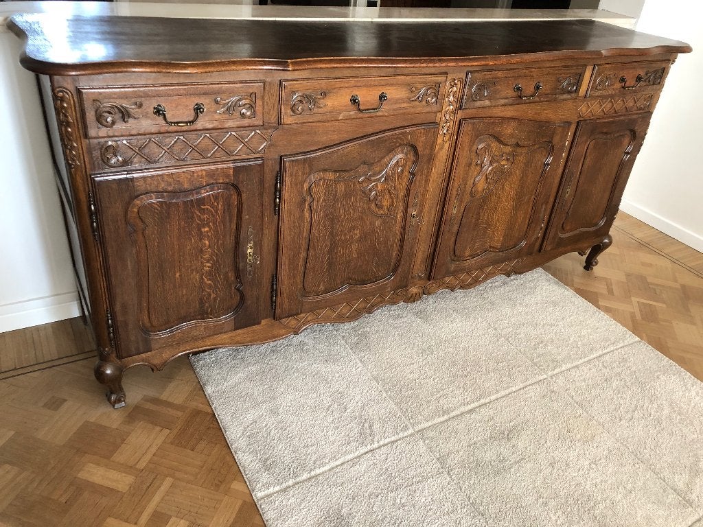 Buffetkast eiken met 4 deuren & schuiven, Ophalen, Gebruikt, Met deur(en), Eikenhout