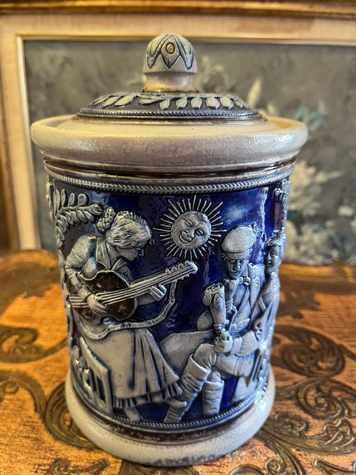 Prachtige antieke Duitse tabakspot van steengoed, Antiek en Kunst, Ophalen