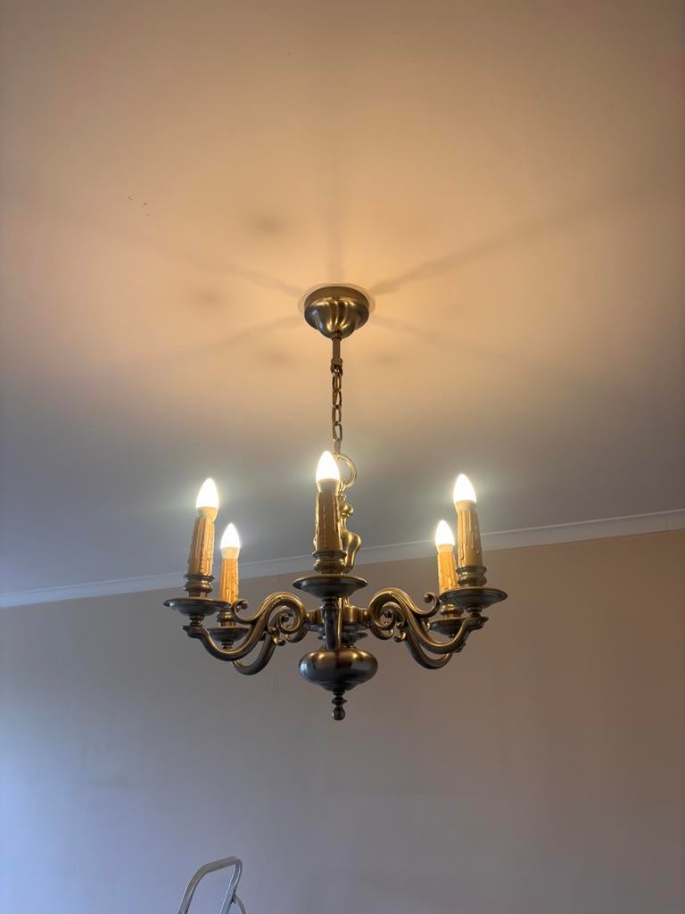 2x luster tin, Huis en Inrichting, Lampen | Kroonluchters, Ophalen