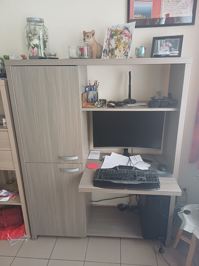 Meuble de bureau, Maison & Meubles, Enlèvement, Espace de rangement, Comme neuf, Bureau-armoire combiné
