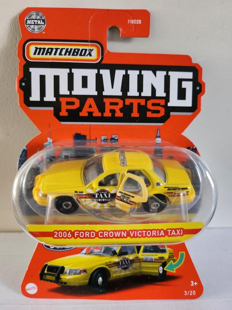 Matchbox Moving Parts Ford Crown Victoria Taxi 2006 (2021), Hobby en Vrije tijd, Ophalen of Verzenden