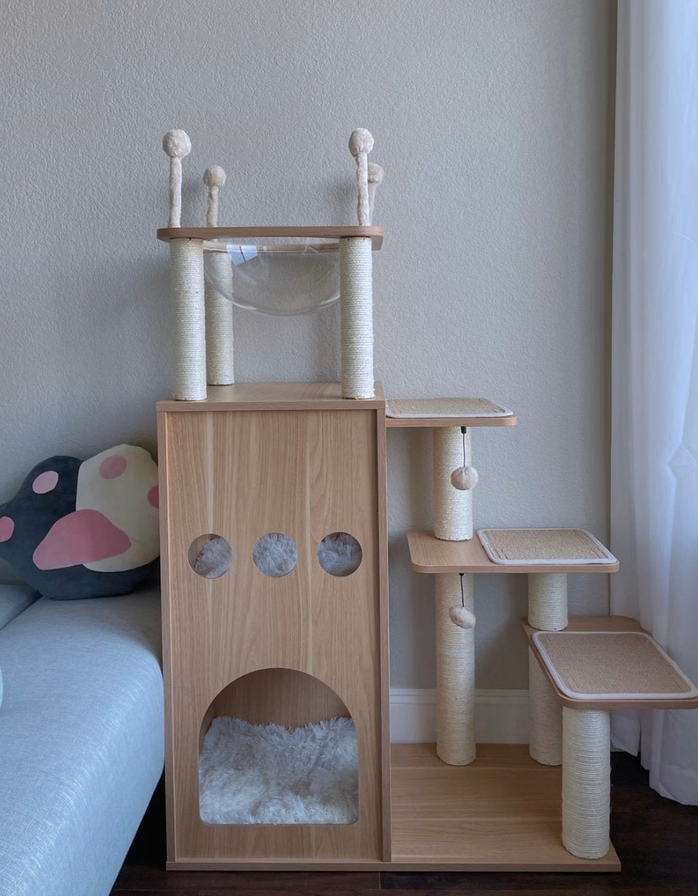 Stevige Houten Krabpaal 130cm – Grote & Meerdere Katten, Dieren en Toebehoren, Ophalen of Verzenden, Zo goed als nieuw, Krabpaal