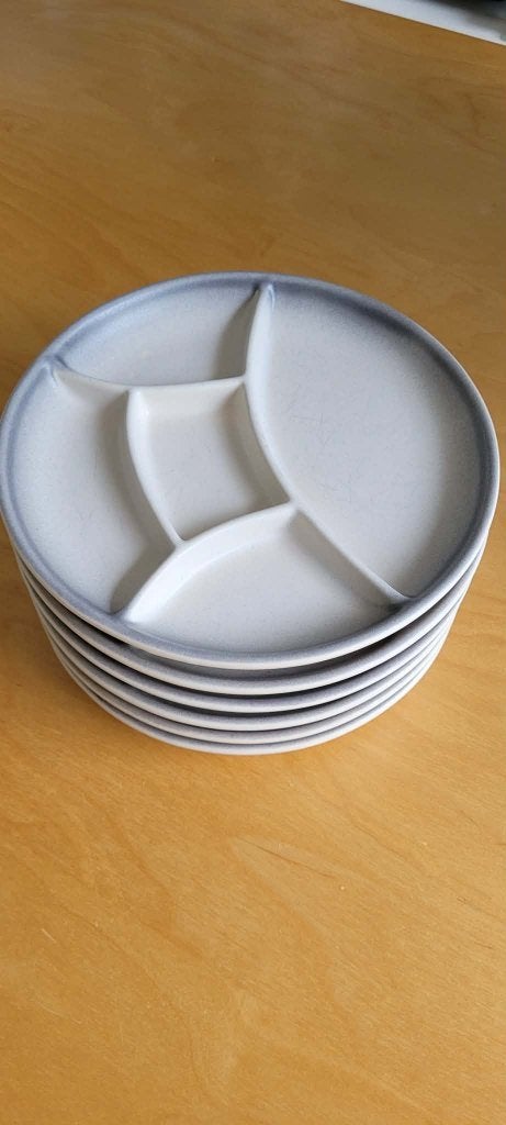 6 Assiettes à fondue, Assiettes(s), Vintage, Comme neuf, Céramique