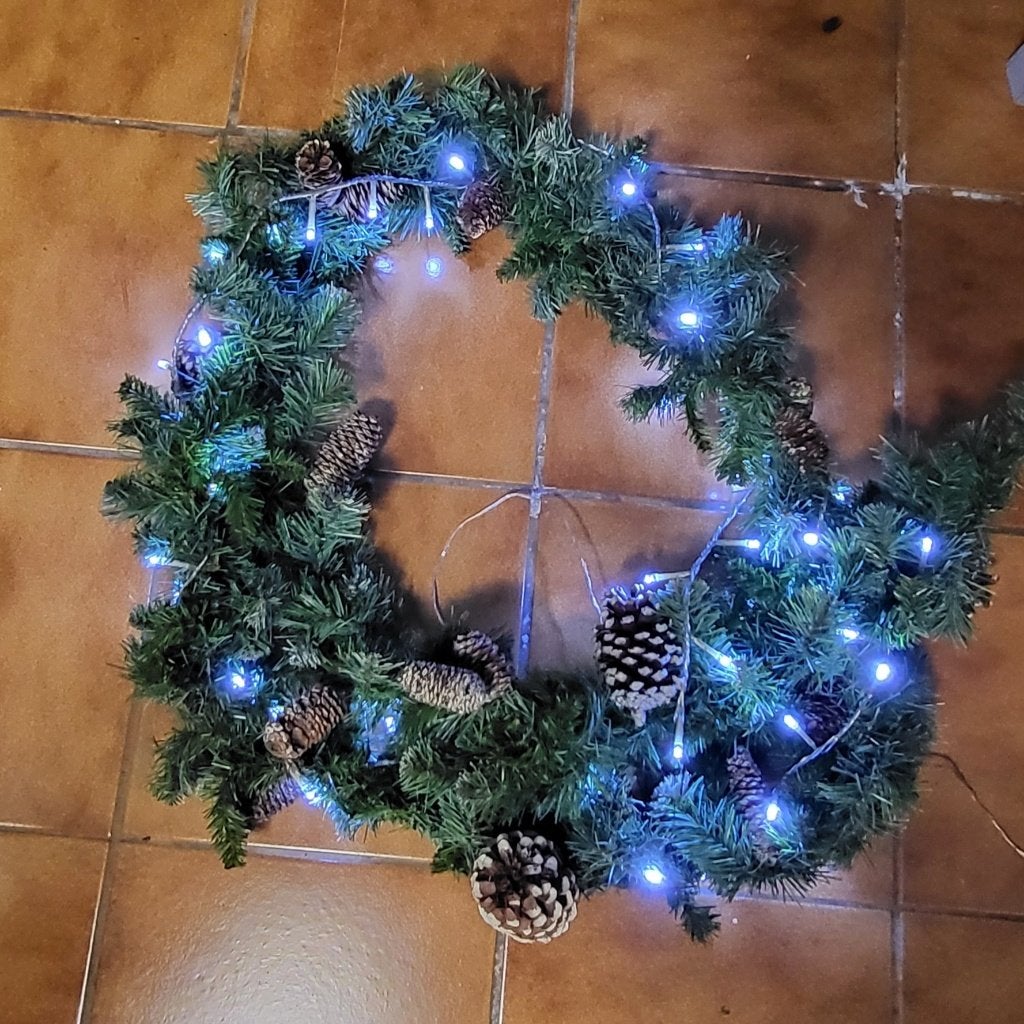 voorverlichte groene kunstkerstslinger, Ophalen of Verzenden, Gebruikt
