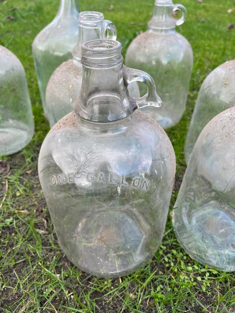 Oude glazen gallon flessen plus fles in antiek groen gl fles, Antiek en Kunst, Ophalen