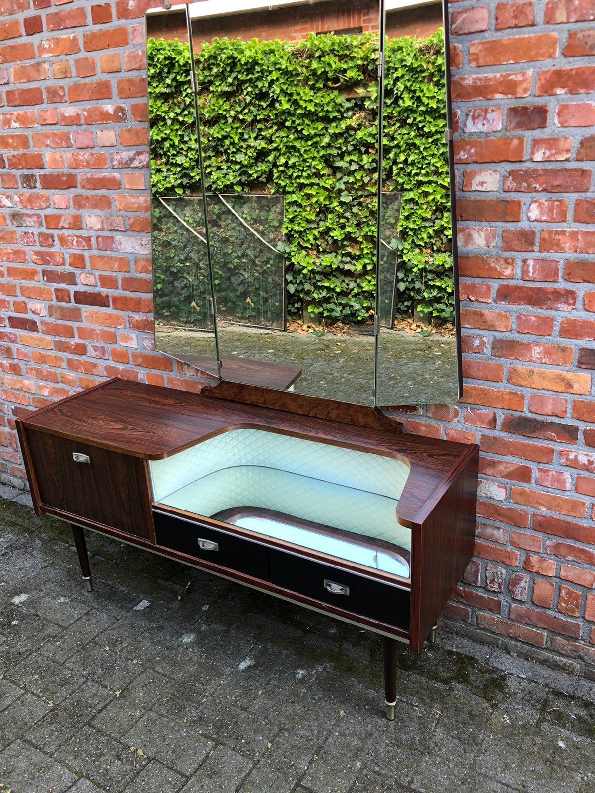 Vintage kaptafel met drieluikspiegel, Enlèvement, Comme neuf