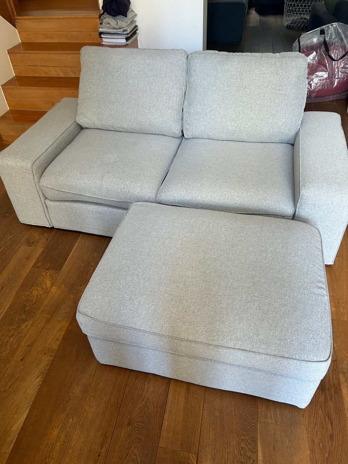Canapé 2 places Ikea Kivik avec pouf, 75 à 100 cm, 150 à 200 cm, Bois, Comme neuf