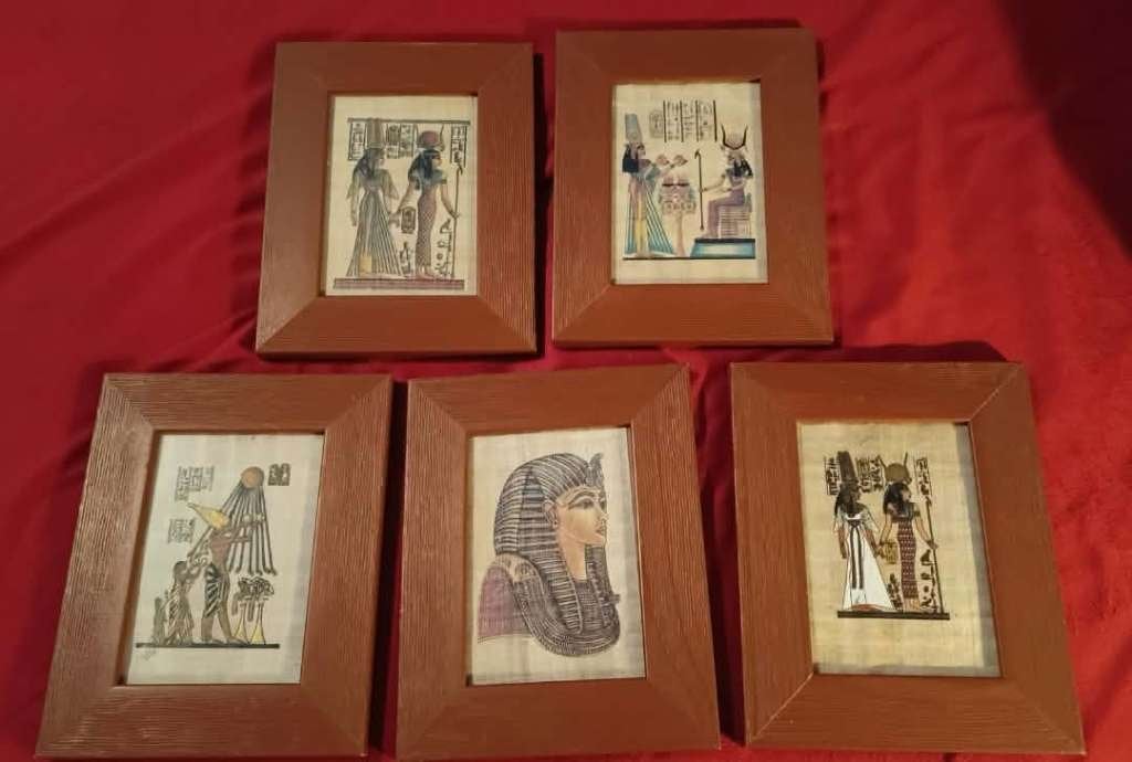 papyrussen Egypte in kader. set van 5 stuks, Maison & Meubles, Enlèvement ou Envoi
