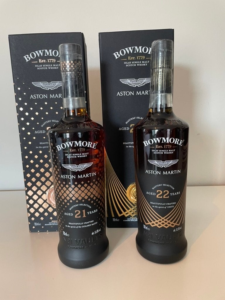 Bowmore 21 & 22 year old - Aston Martin (scherp geprijsd), Verzamelen, Verzenden, Nieuw, Vol