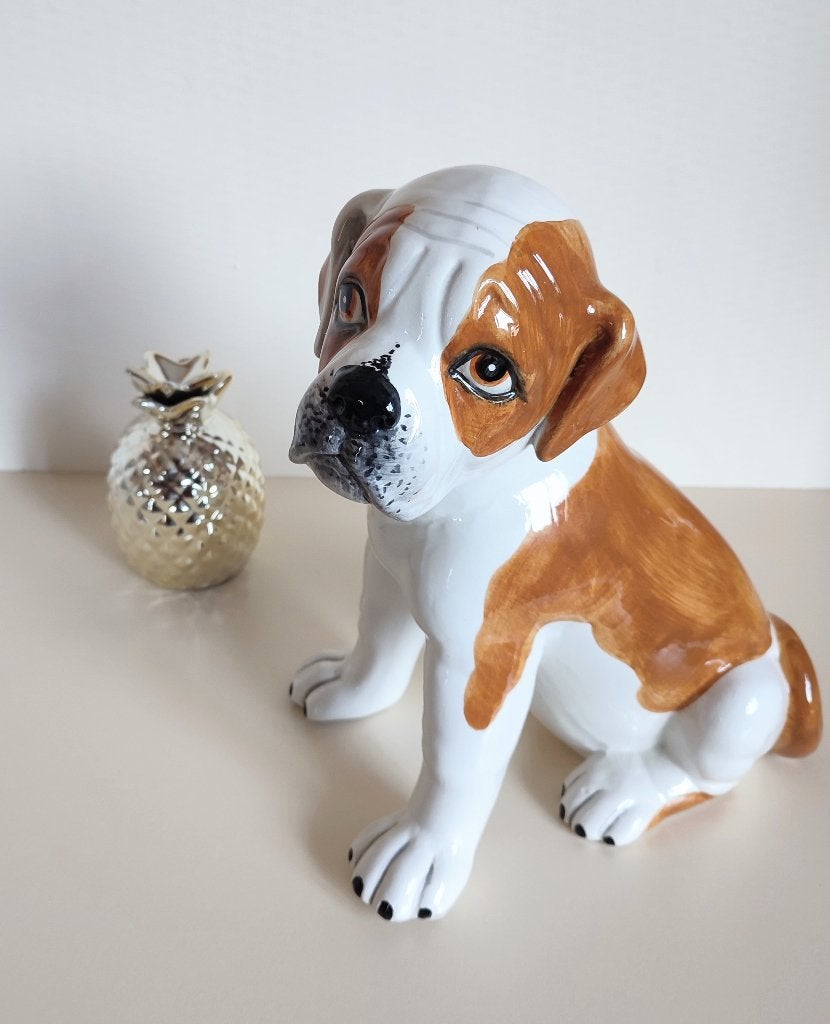 Boxer Puppy, prachtig handbeschilderd beeld. Is 28 cm hoog, Ophalen of Verzenden, Zo goed als nieuw, Dier