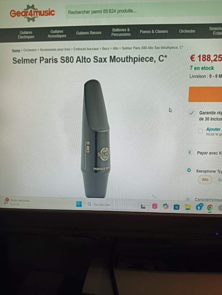 Bec Alto Selmer S80/C*, Musique & Instruments, Instruments à vent | Saxophones, Enlèvement, Comme neuf, Alto
