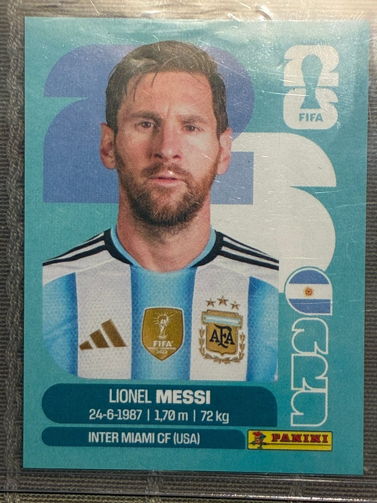 Panini sticker WK2026 Messi, Ophalen of Verzenden, Zo goed als nieuw, Sticker