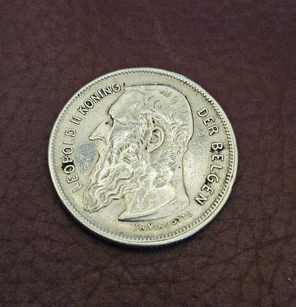 Zilver munt België Koning Leopold II. 2 Frank. 1909., Postzegels en Munten, Munten | België, Ophalen, Zilver, Losse munt, Zilver