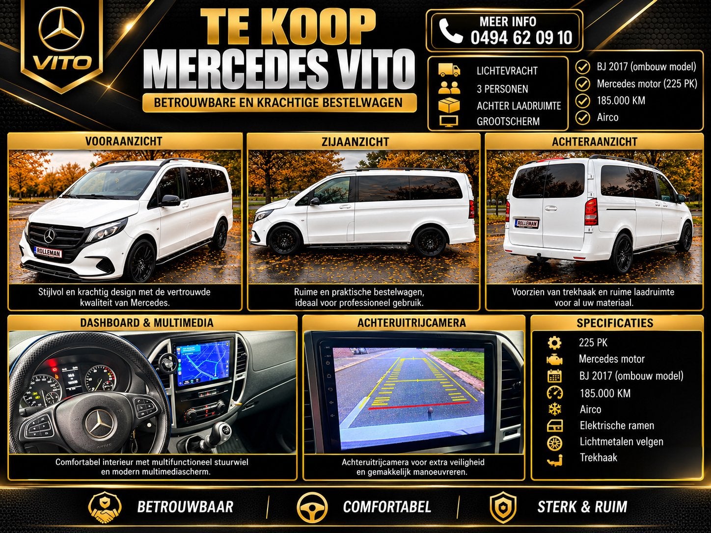 Vito 114 lichtevracht met 3 zitplaatsen model 2026, Auto's, Euro 6, Mercedes-Benz, 5 deurs, Achteruitrijcamera