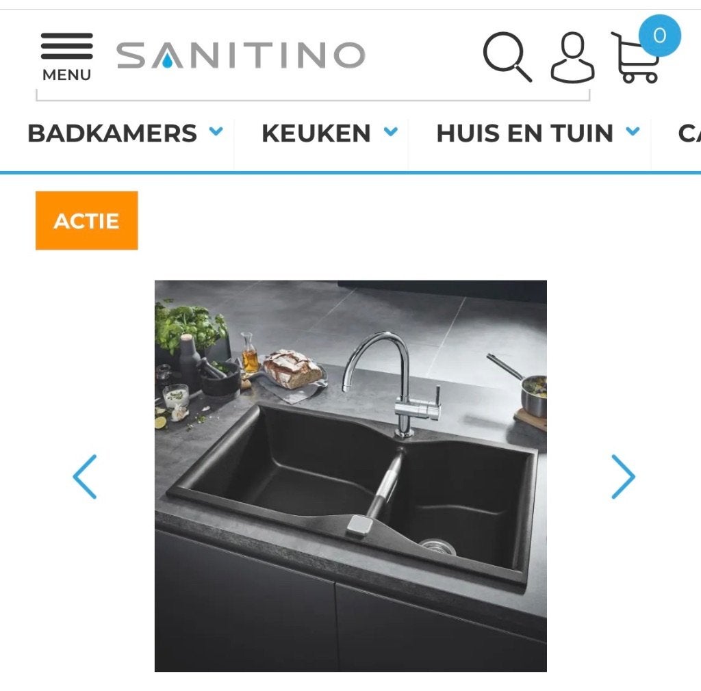 Nieuwe GROHE K700 Spoelbak 90x50 cm Zwart Graniet - Nieuw, Ophalen, Zwart, Nieuw, 50 tot 100 cm