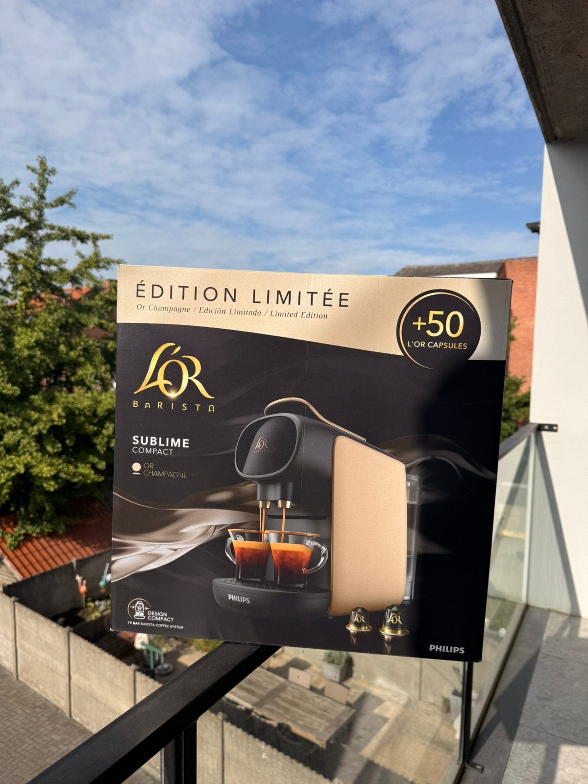 L’or barista champagne GLOEDNIEUW + koffiecapsules, Electroménager, Neuf, Machine à espresso, Réservoir d'eau amovible, Dosettes et capsules de café