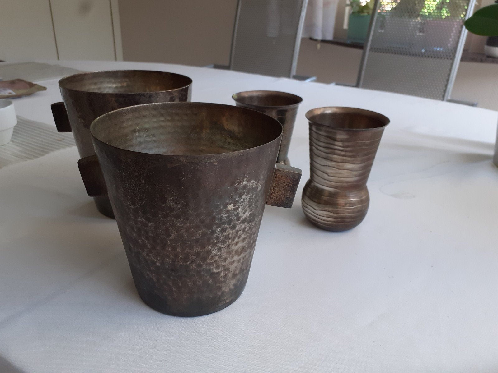 lotje verzilverd ,2 ijsemmers en 2 drinkbekers, Enlèvement, Argent