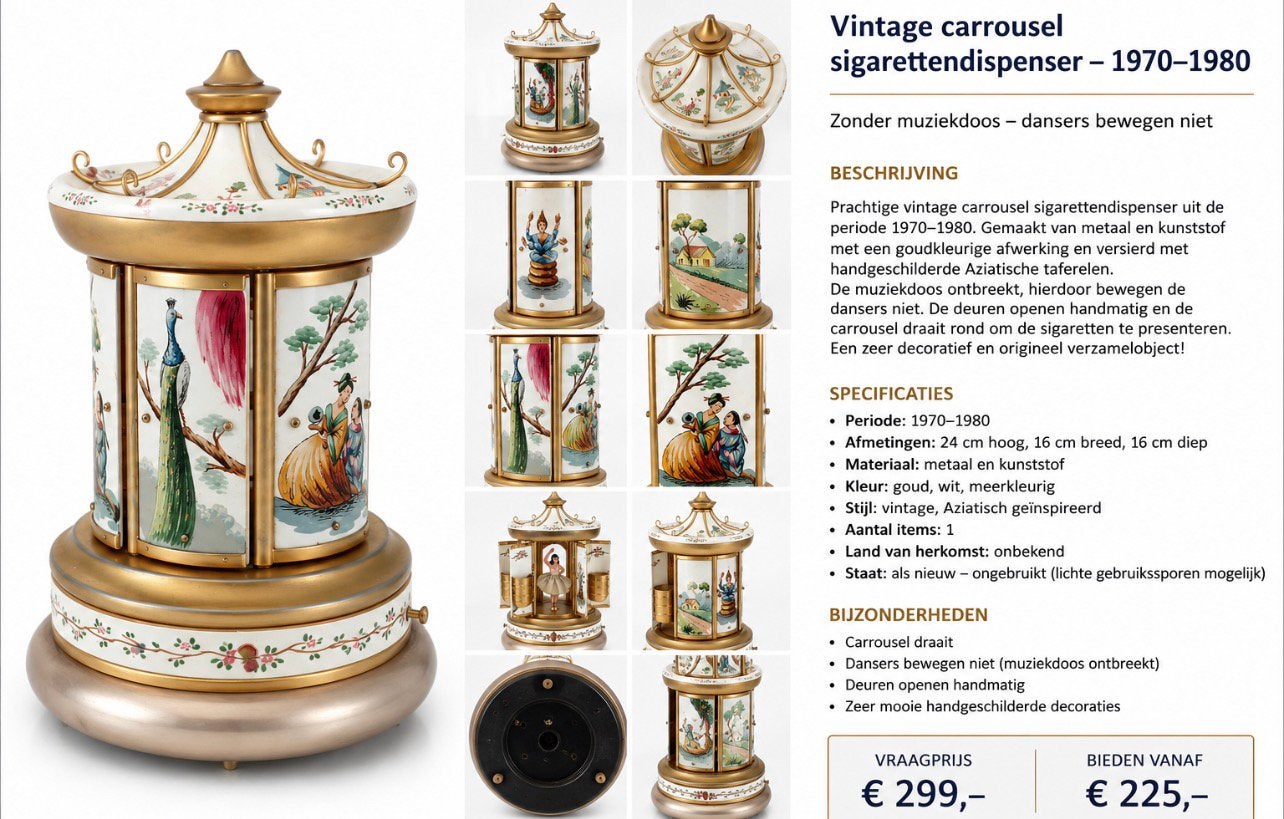 Vintage carrousel sigarettendispenser 1970-1980, Antiek en Kunst, Ophalen
