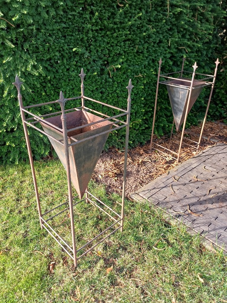Metalen bloembakken, Tuin en Terras, Ophalen, Gebruikt, Minder dan 60 cm, Vierkant