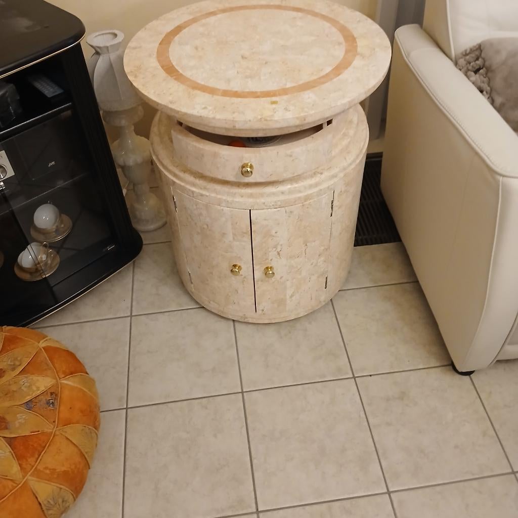 Ronde bijzettafel met marmeren blad., Huis en Inrichting, Ophalen