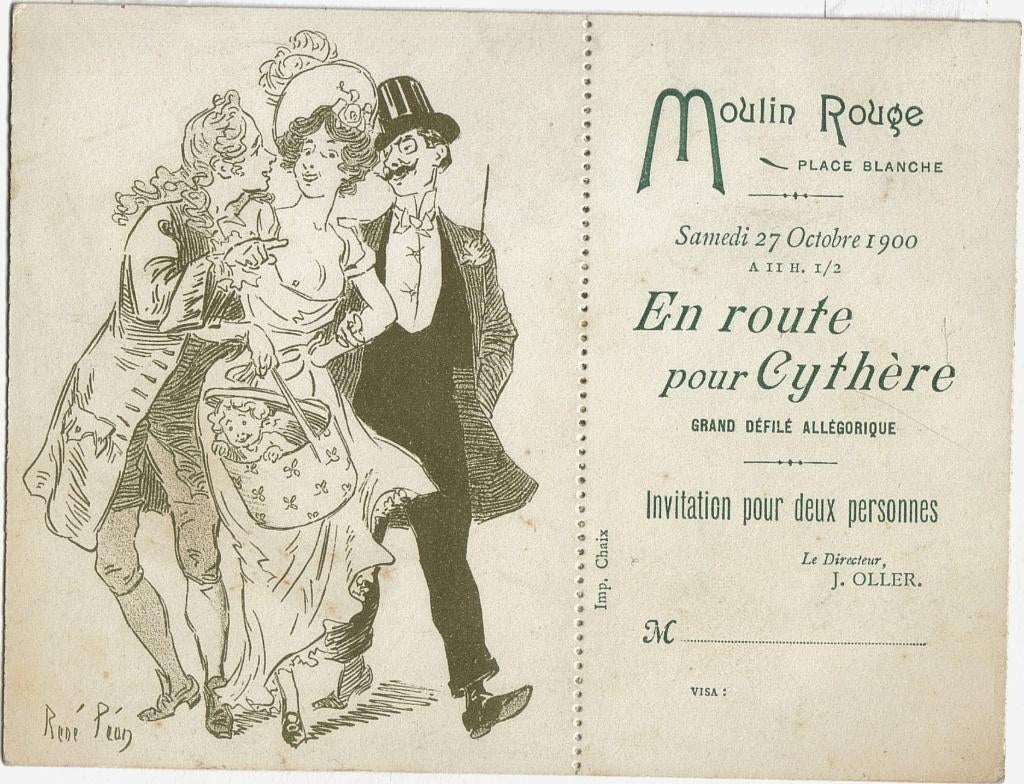 René Piot uitnodigingskaart "Moulin Rouge En Route", 1900, Ophalen