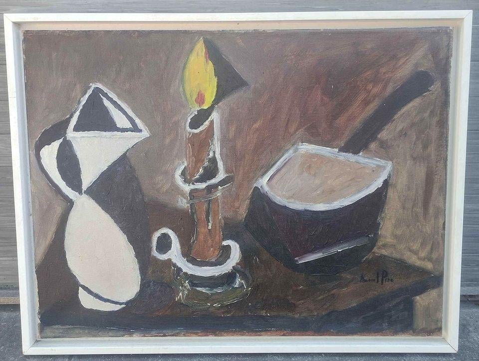 Huile sur toile nature morte signe Marcel pire, Antiquités & Art, Enlèvement ou Envoi