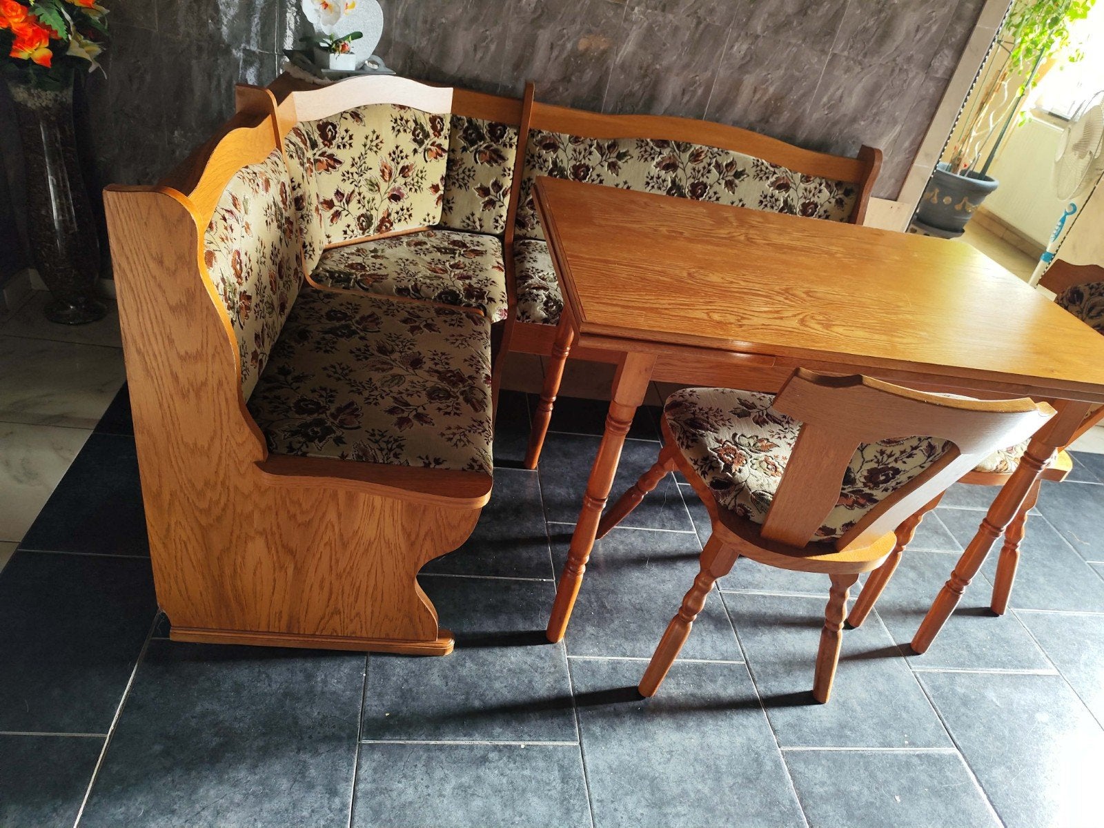 coins de table avec bahu et rallonge velour, Enlèvement, Beige