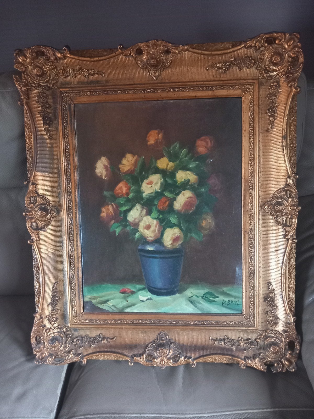 Bouquet de fleurs, Antiquités & Art, Enlèvement, Peinture à l'huile, Fleurs, Toile