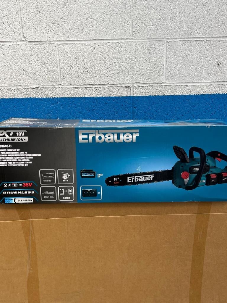 Tronçonneuse sans fil Erbauer ECSG3640-Li 18V – Guide 40 cm, Enlèvement