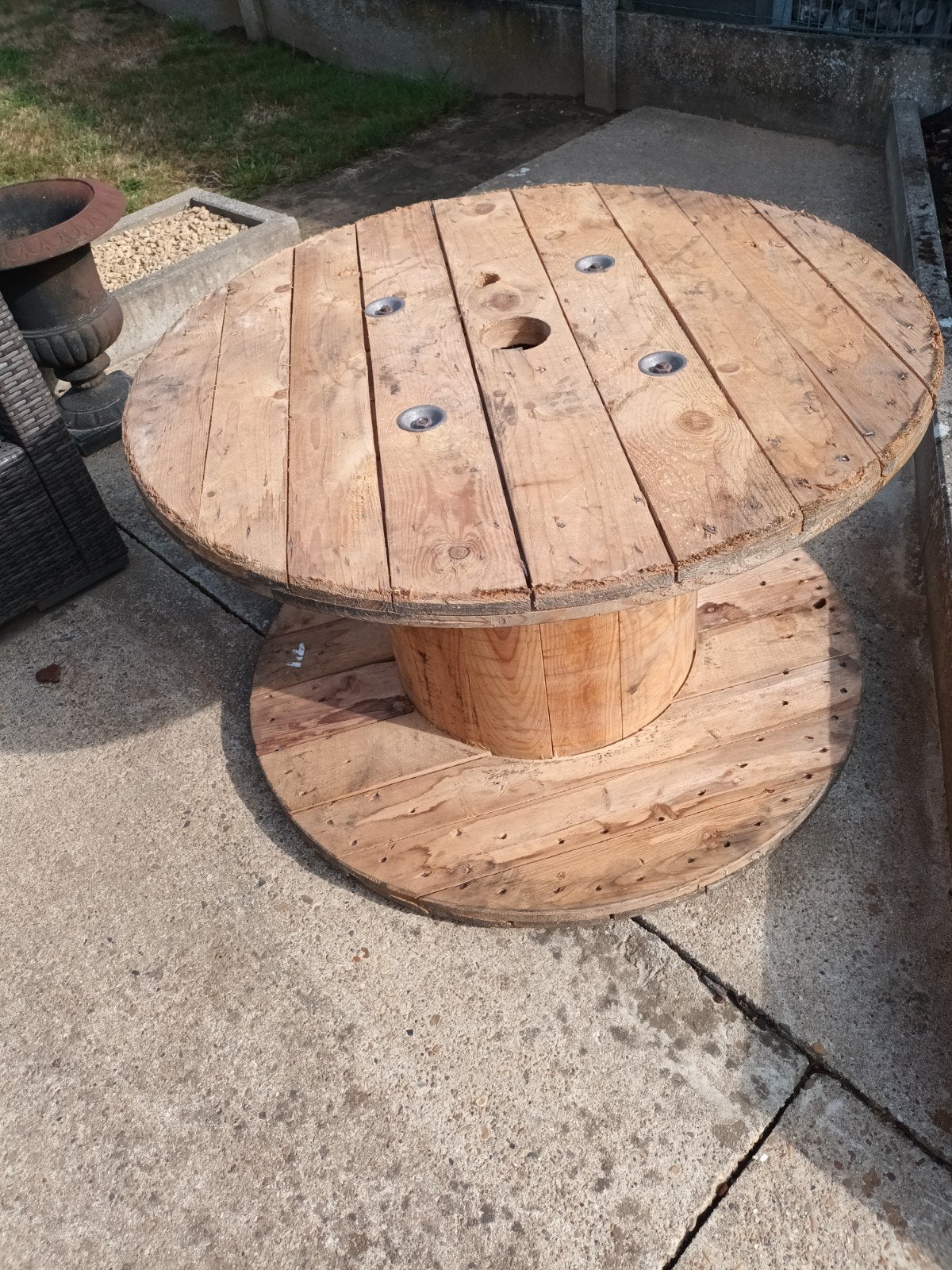 houten kabelhaspen houten bobijn, Tuin en Terras, Tuintafels, Ophalen, Zo goed als nieuw, Rond, Hout