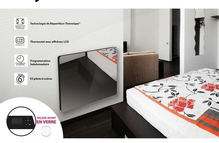 Radiateur vitre miroir 2000 W., Bricolage & Construction, Chauffage & Radiateurs, Radiateur, Enlèvement