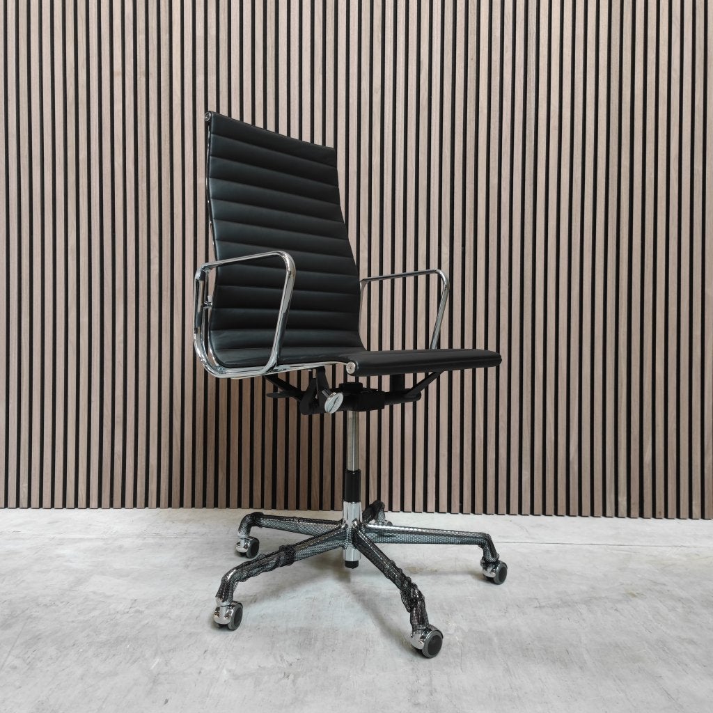 Vitra Eames EA 119 Bureaustoel in Nero Premium Leder, Antiek en Kunst, Antiek | Meubels | Stoelen en Sofa's, Ophalen of Verzenden
