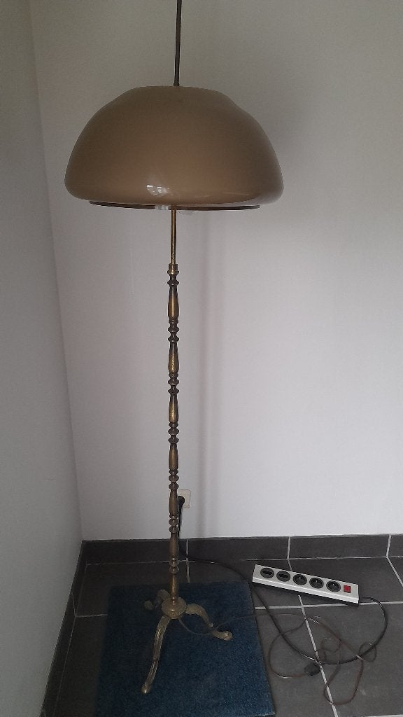Vloerlamp, Staande lamp vintage: koper en kunststof, Ophalen, Gebruikt, Metaal